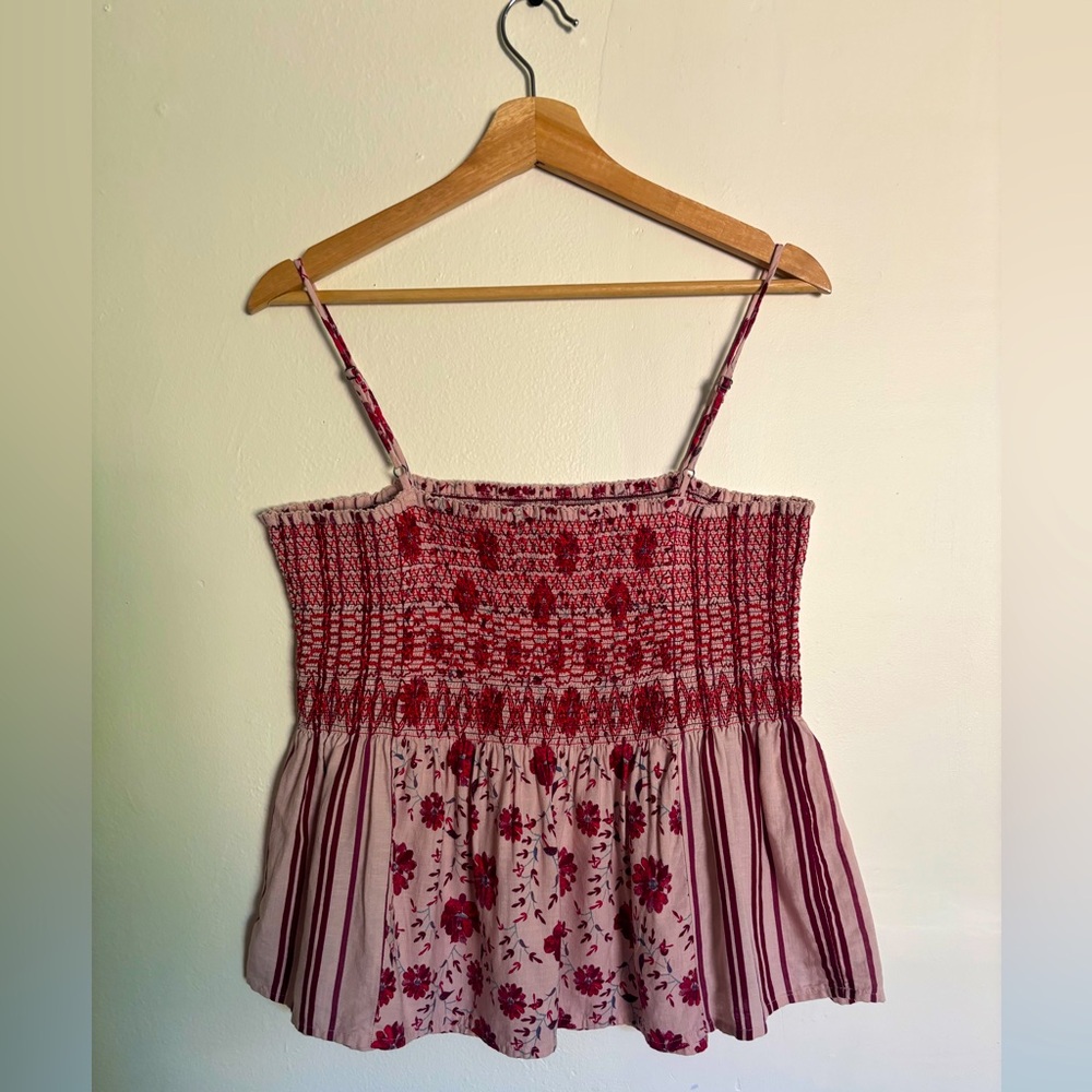 Lucky Brand Smocked Floral Babydoll Top Size Medium - Picture 3 of 10